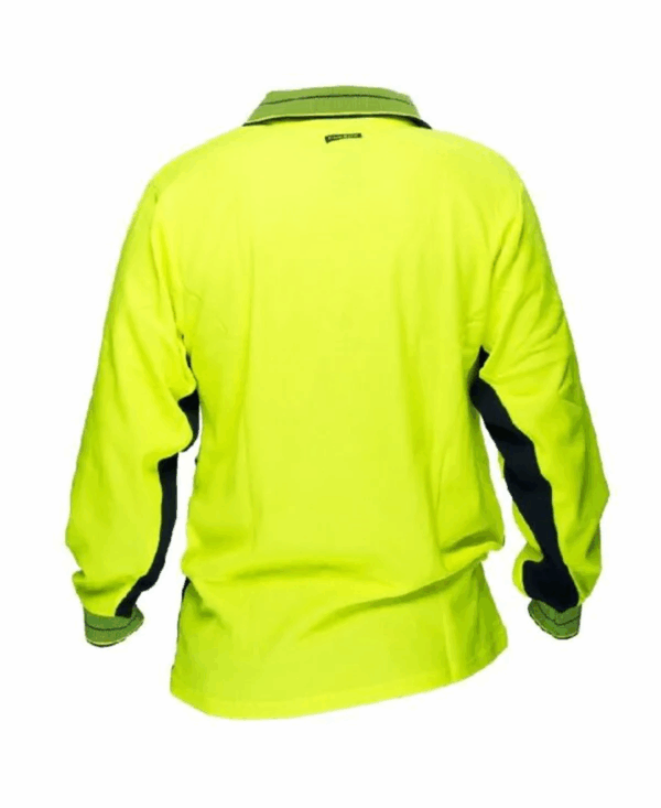 Prime Mover HV213 Polo Shirt LS Hi Vis - Image 2