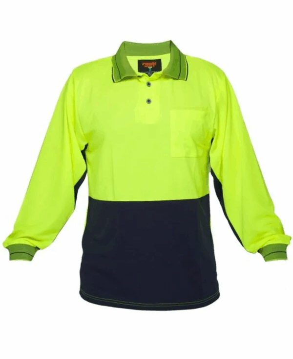 Prime Mover HV213 Polo Shirt LS Hi Vis