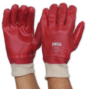 Red PVC Glove 27cm Knit Wrist