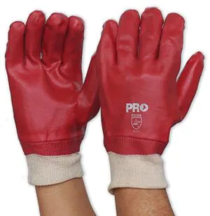 Red PVC Glove 27cm Knit Wrist