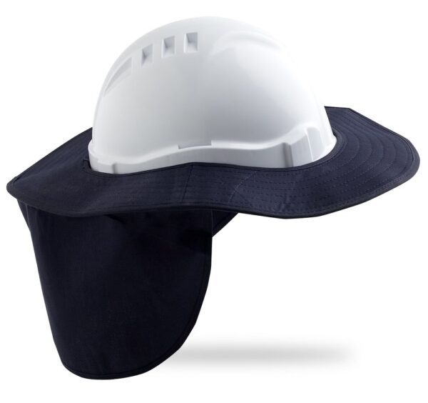 Cotton Hard Hat Brim with navy neck flap