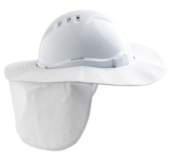 Cotton Hard Hat Brim with white neck flap