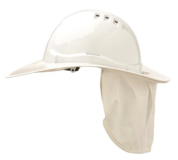 Plastic Hard Hat Brim with white neck flap