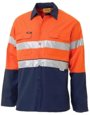 Bisley Vented Shirt LS Hi Vis Tape