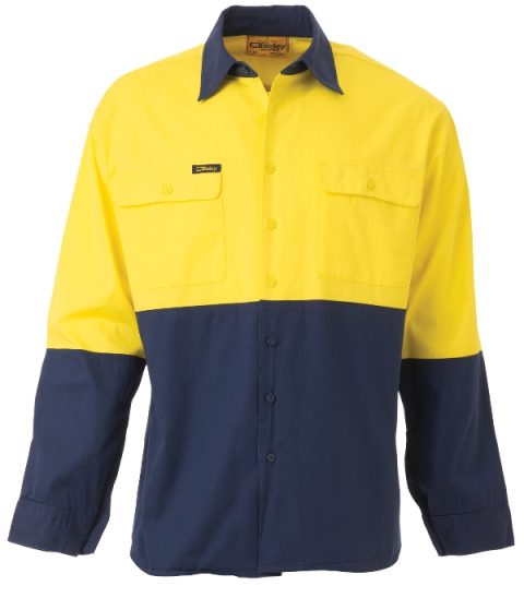 Bisley Vented Shirt LS Hi Vis - Long Sleeve, Untaped - Safety Zone ...