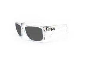 Eyres Stealth Clear Frame Safety Glasses Smoke Lenses