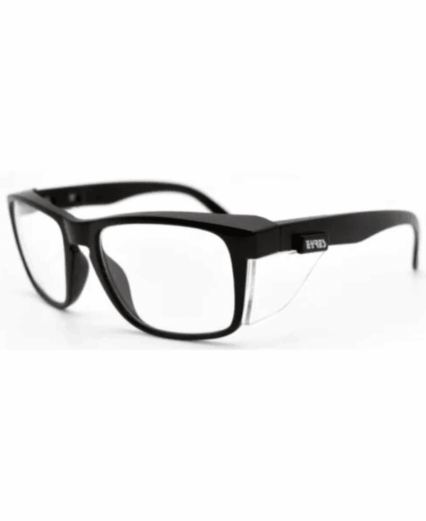Eyres Stealth Black Frame Safety Glasses Clear Lenses
