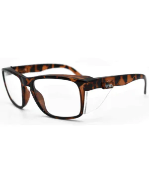 Eyres Stealth Tortoise Shell Frame Safety Glasses Clear Lenses