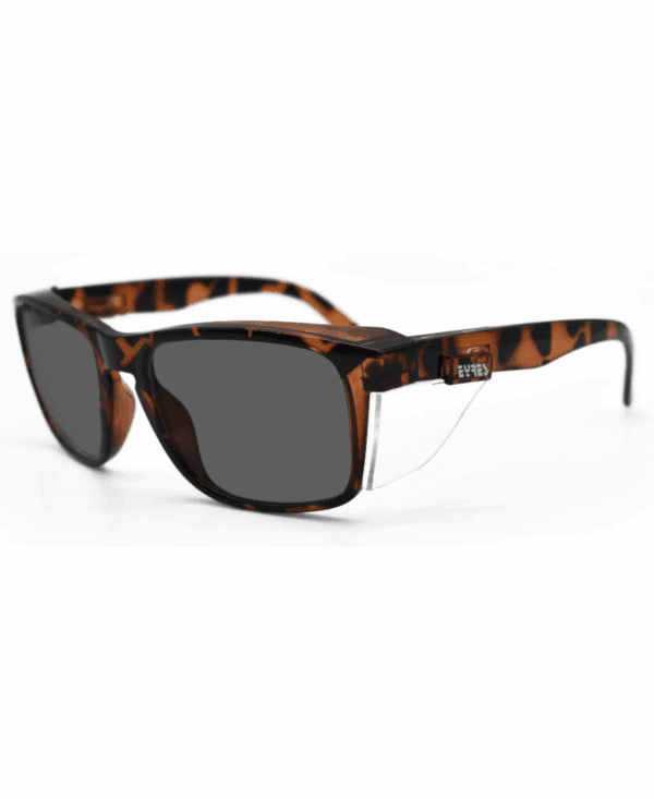 Eyres Stealth Tortoise Shell Frame Safety Glasses Smoke Lenses