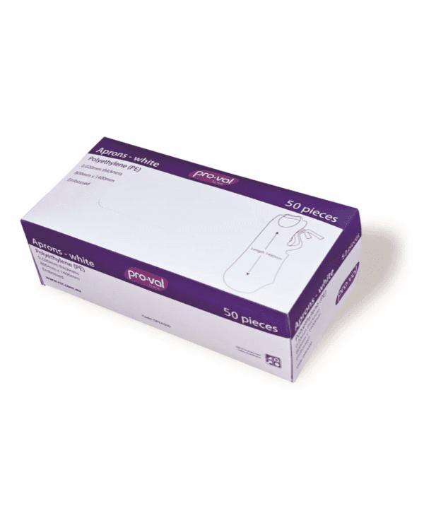 Polyethylene White Disposable Apron Box of 50 - Image 2